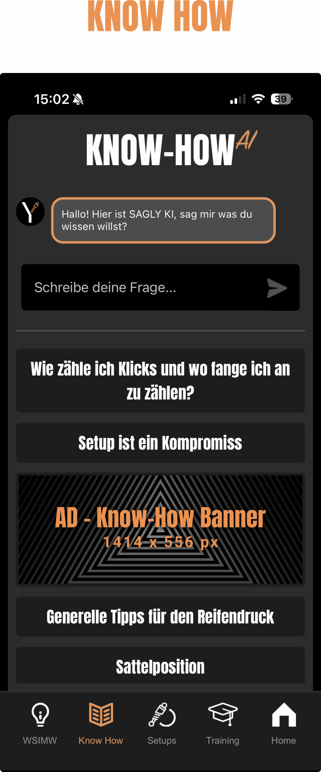 Know How advertising placement preview in the SAGLY app